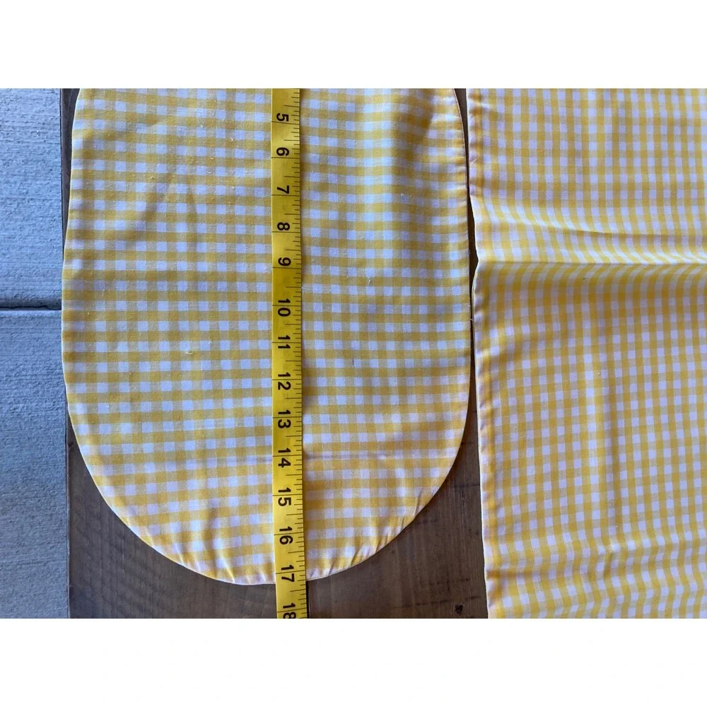 Yellow Gingham Checkered Table Runner‎ and Oval Placemat Set Farmhouse 81x17.5